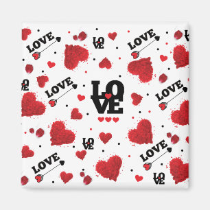 Red Hearts Pattern Valentijnsdag Magneet