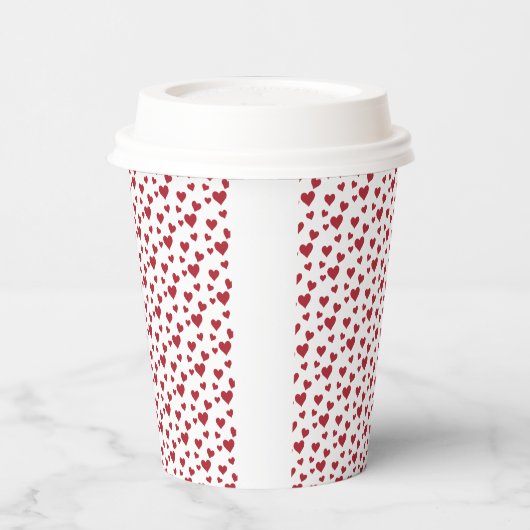 Red Hearts Pattern Valentijnsdag Papieren Bekers (Links)