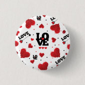 Red Hearts Pattern Valentijnsdag Ronde Button 3,2 Cm (Voorkant)