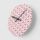 Red Hearts Pattern Valentijnsdag Ronde Klok (Hoek)