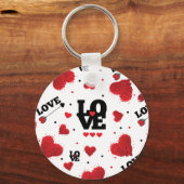 Red Hearts Pattern Valentijnsdag Sleutelhanger (Voorkant)