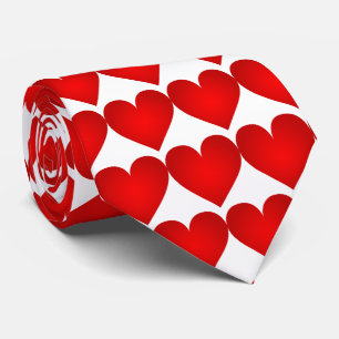 Red Hearts Pattern Valentijnsdag Stropdas