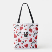 Red Hearts Pattern Valentijnsdag Tote Bag (Achterkant)