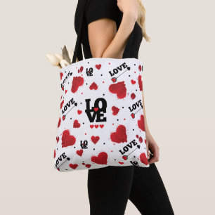 Red Hearts Pattern Valentijnsdag Tote Bag