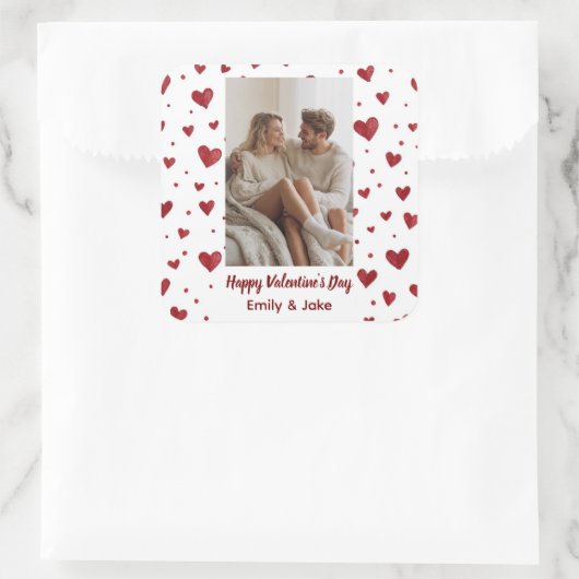 Red Hearts Pattern Valentine's Day Custom Sticker (Tas)
