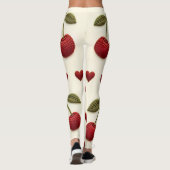 Red Hearts Pattern White Leggings - Romantic Valen (Achterkant)