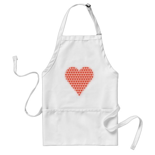 Red Hearts Patterned Heart Standaard Schort (Voorkant)