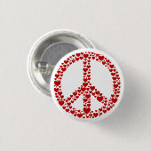 Red Hearts Peace Sign Button (Voorkant /achterkant)
