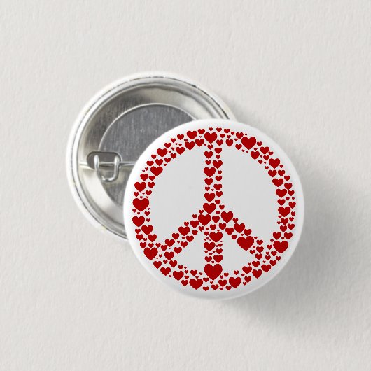 Red Hearts Peace Sign Button (Voorkant /achterkant)