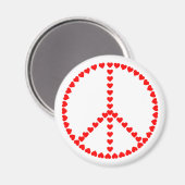Red Hearts Peace Sign Hippie Magnet (Voorkant / Achterkant)