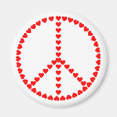Red Hearts Peace Sign Hippie Magnet (Voorkant)