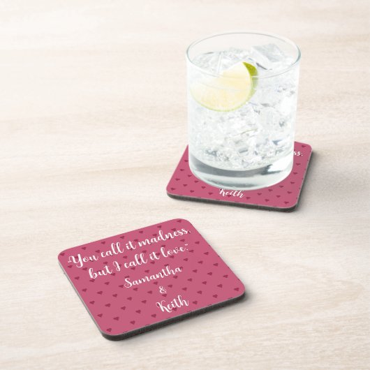Red Hearts Personalized Beverage Coaster Bier Onderzetter (Rechterzijde)