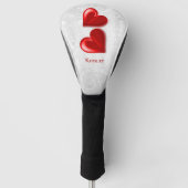 Red Hearts Personalized Golf Head Hoesje Golfheadcover (Voorkant)