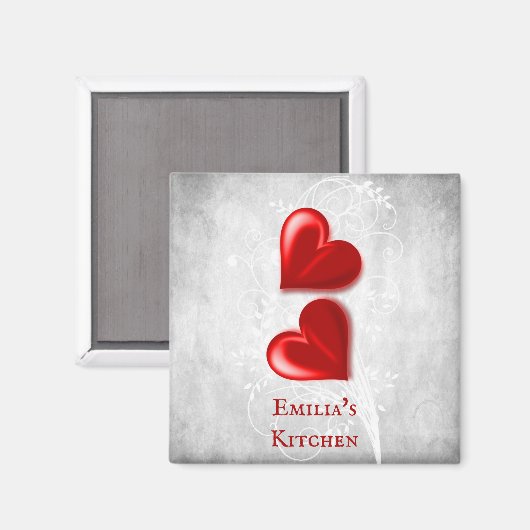Red Hearts Personalized Magnet (Voorkant / Achterkant)