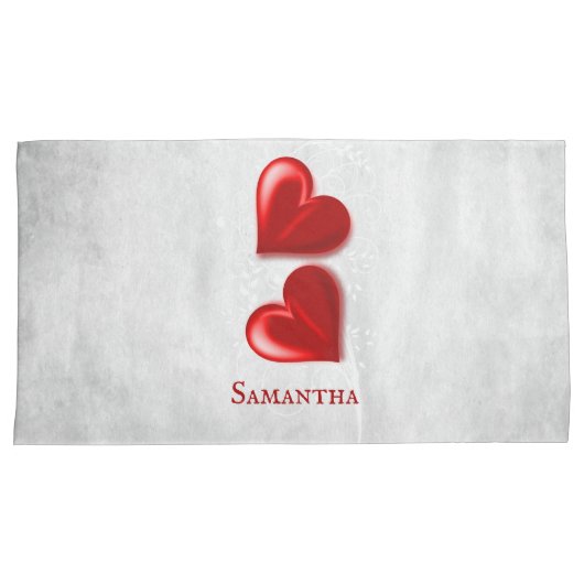 Red Hearts Personalized Pillow Hoesje Kussensloop (Voorkant-Rechts)