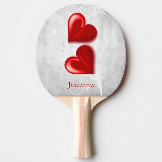 Red Hearts Personalized Ping Pong Paddle Tafeltennisbatje (Voorkant)