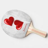 Red Hearts Personalized Ping Pong Paddle Tafeltennisbatje (Zijkant)