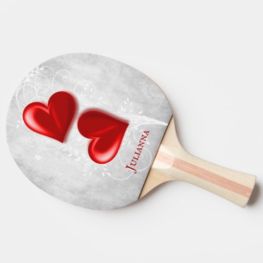 Red Hearts Personalized Ping Pong Paddle Tafeltennisbatje (Zijkant)