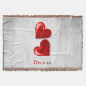 Red Hearts Personalized Throw Blanket Deken (Voorkant)