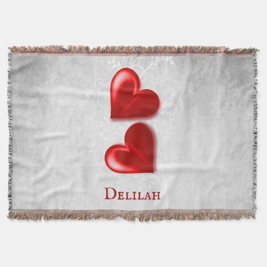 Red Hearts Personalized Throw Blanket Deken (Voorkant)