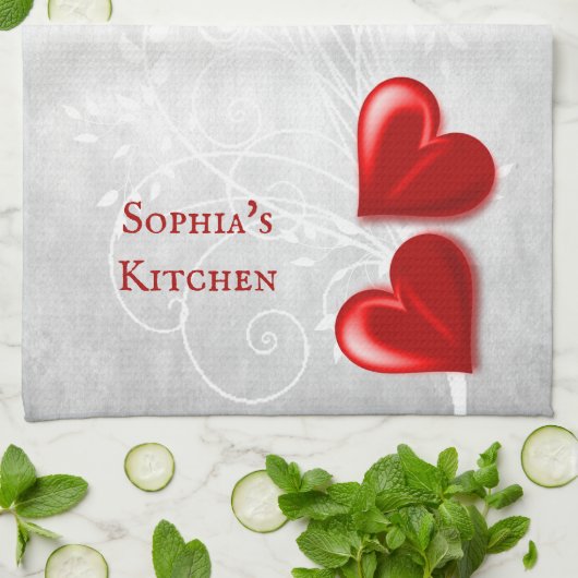 Red Hearts Persoonlijke keukenhanddoeken (Gevouwen)