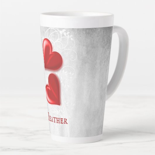 Red Hearts persoonlijke latte Mok (Rechterhoek)