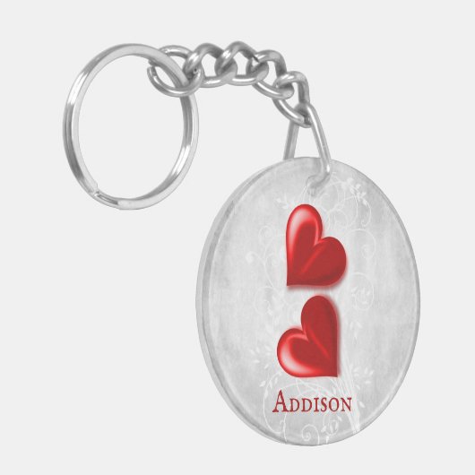 Red Hearts Persoonlijke Sleutelhanger (Voorkant Links)