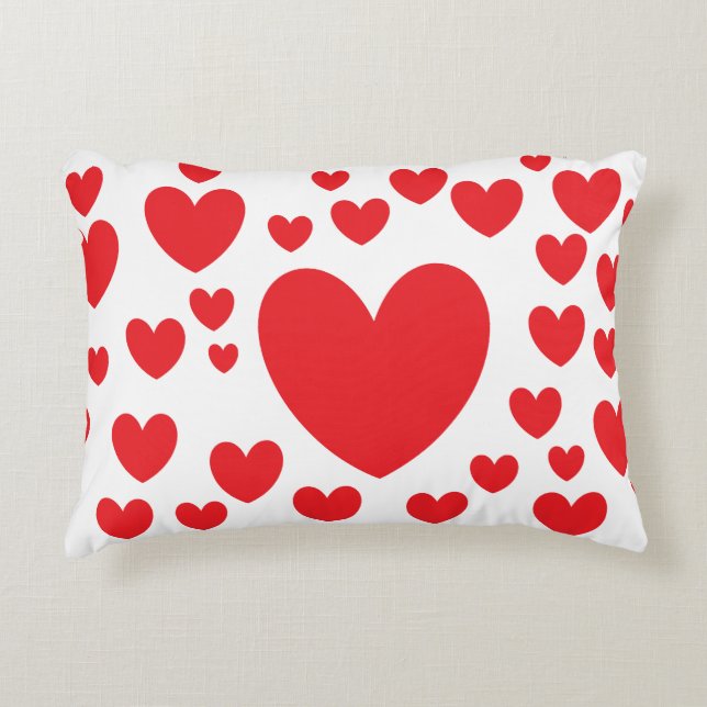 Red Hearts Pillow Accent Kussen (Voorkant)