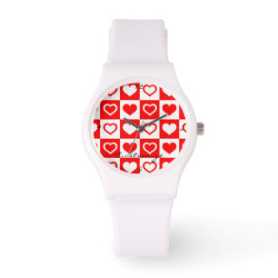 Red Hearts Pset Patroon Thunder_Cove Horloge