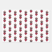 Red Hearts Pug Hondenliefhebber Valentijnse Cadeau Inpakpapier Vel (Voorkant 3)