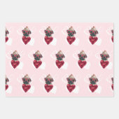 Red Hearts Pug Hondenliefhebber Valentijnse Cadeau Inpakpapier Vel (Voorkant 2)