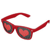 Red Hearts retro Shades / Fun Party Sunbril Retro Zonnebril (Gekanteld)