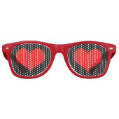 Red Hearts retro Shades / Fun Party Sunbril Zonnebril (Voorkant)