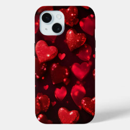 Red Hearts Romantische Valentijnsdag Chic iPhone 15 Case