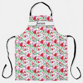 Red Hearts roze bloemen All-Over Print Schort (Voorkant)