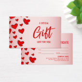 Red Hearts roze Valentijnsdag Cadeaubon Visitekaartje (Bureau)