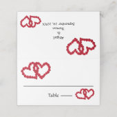 Red Hearts Rozen Elegant Wedding Place Card Plaatskaartje (Buitenkant ongevouwen)