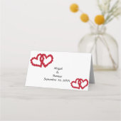 Red Hearts Rozen Elegant Wedding Place Card Plaatskaartje (Achterkant)