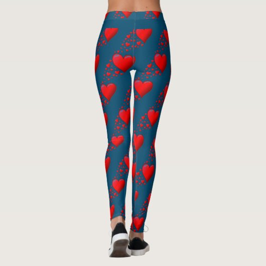 Red Hearts RUN UW RACE Valentijn Custom Blue Leggings (Achterkant)