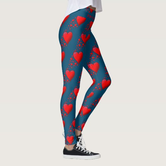 Red Hearts RUN UW RACE Valentijn Custom Blue Leggings (Rechts)