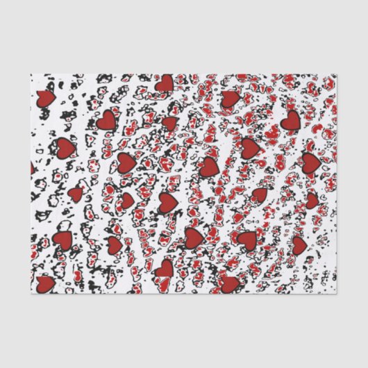 Red Hearts Scattered/ White Tissuepapier (Voorkant)
