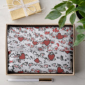 Red Hearts Scattered/ White Tissuepapier (Geschenk)