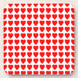 Red Hearts Seamless Pattern Bier Onderzetter
