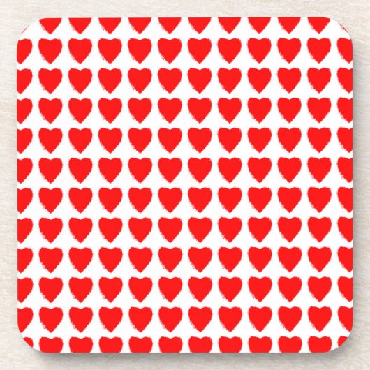 Red Hearts Seamless Pattern Bier Onderzetter (Voorkant)