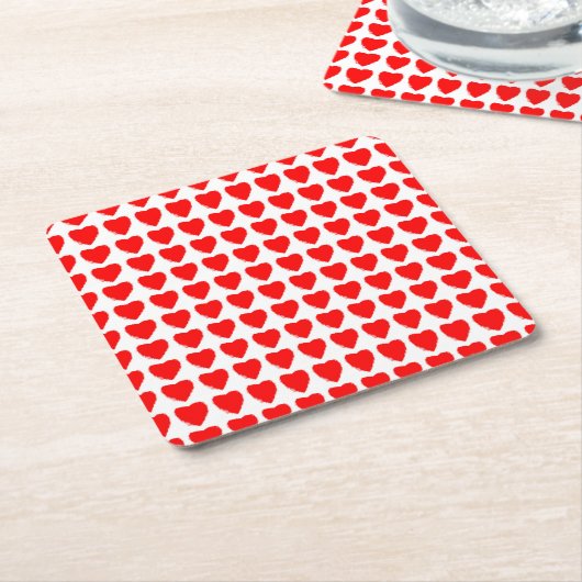 Red Hearts Seamless Pattern Kartonnen Onderzetters (Schuin)