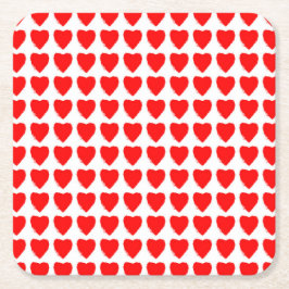 Red Hearts Seamless Pattern Kartonnen Onderzetters