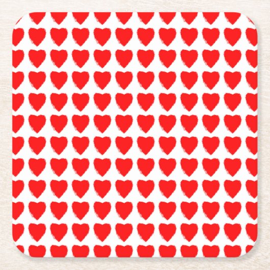 Red Hearts Seamless Pattern Kartonnen Onderzetters (Voorkant)
