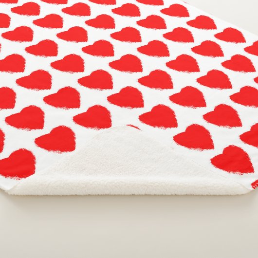 Red Hearts Seamless Pattern Sherpa Deken (3/4)