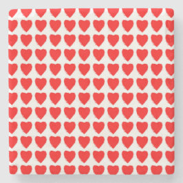 Red Hearts Seamless Pattern Stenen Onderzetter