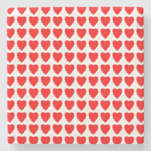 Red Hearts Seamless Pattern Stenen Onderzetter (Voorkant)